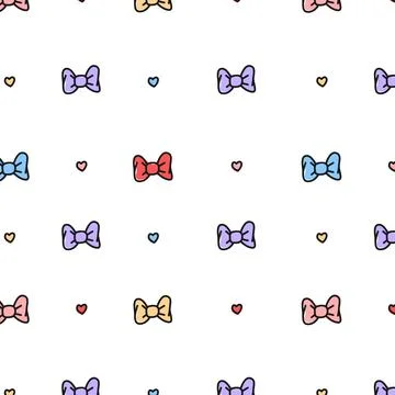 Pattern colored bows on a transparent background, line style, for textiles .. Stock Illustration