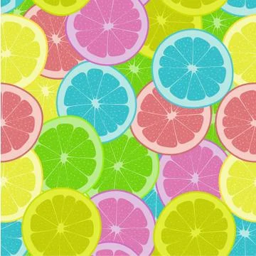 Pattern with colored citrus fruits Stock Illustration