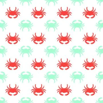 Pattern with colored crabs Stock Illustration