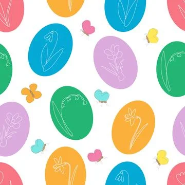 Pattern colored easter eggs with butterflies Stockillustratie