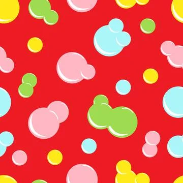 Pattern colored figured soap bubbles on red Stockillustratie