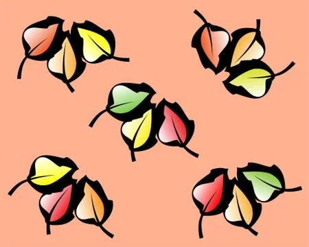 Pattern with colored leaves in pastel calm background. Illustrazione stock
