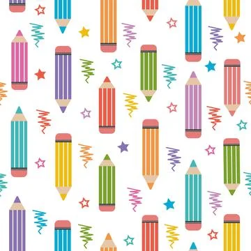 A pattern of colored pencils, a color vector illustration in a flat style Stock Illustration