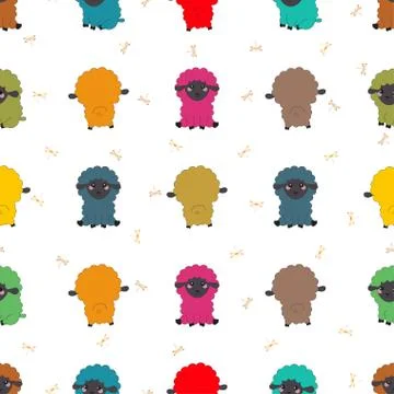 Pattern with colored sheep Stock Illustration