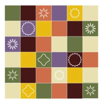 Pattern of colored squares in patchwork style. Stock Illustration
