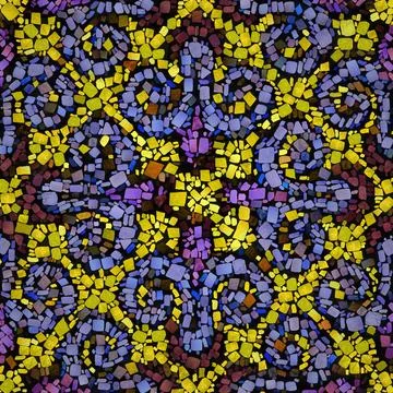 Pattern of colored stones or tiles with blue abstract geometric shapes on the Stock Illustration