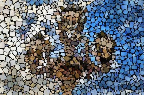 Pattern of colored stones or tiles on the path for design Three beautiful street Stock Illustration
