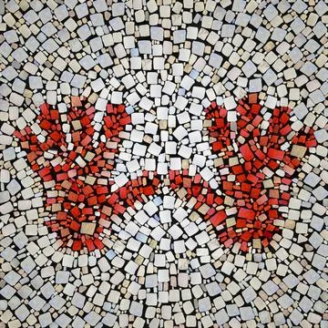 Pattern of colored stones or tiles on the path with hands for design Stock Illustration