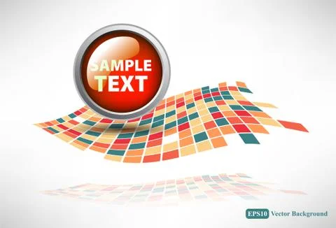 Pattern of colored tiles with a button Illustrazione stock