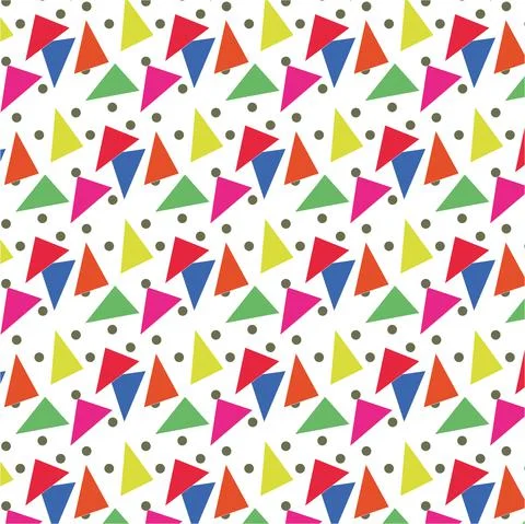Pattern with colored triangles and dots Stock Illustration