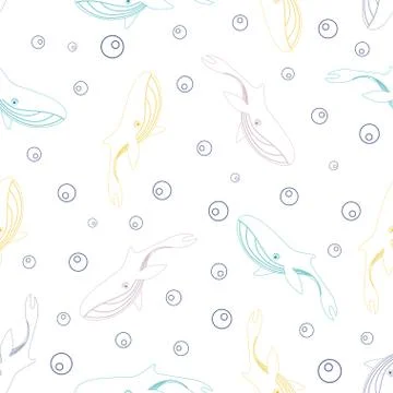 Pattern with colored whales 2 Stock-Illustration