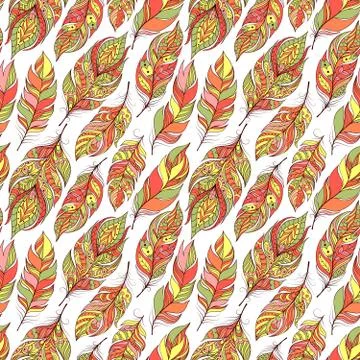 Pattern with colorful abstract feathers Illustrazione stock