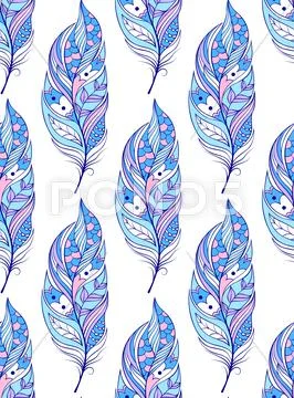 Pattern with colorful abstract feathers Illustrazione stock