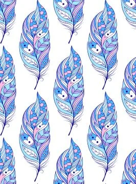 Pattern with colorful abstract feathers Stock-Illustration