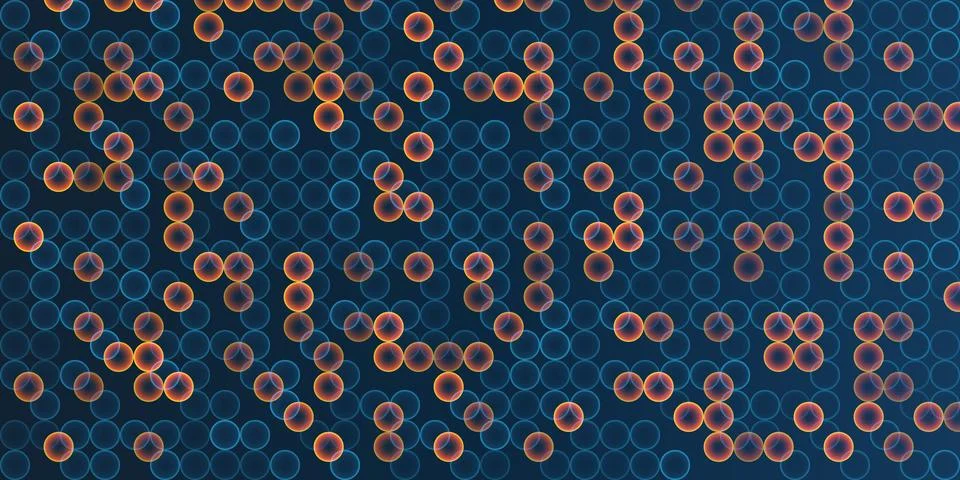Pattern of colorful, abstract random sized bubbles on a dark background. Mo.. Stockillustratie