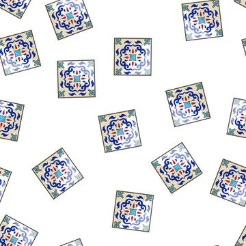 Pattern colorful arabic mosaic tile cartoon vector Stock Illustration