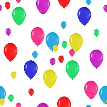 Pattern of colorful balloons in the style of realism. to design cards, birthdays Stock Illustration