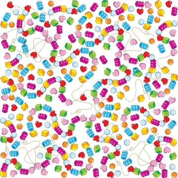 Pattern of colorful beads and thread Illustrazione stock