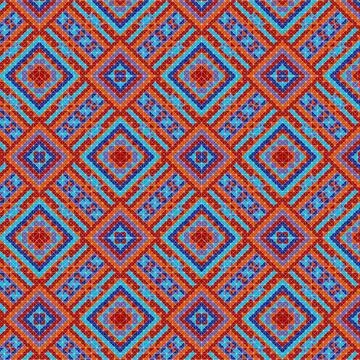 A pattern of colorful bright and contrasting geometric shapes Stockillustratie
