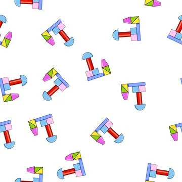 Pattern Colorful building blocks toy shapes construction イラスト素材