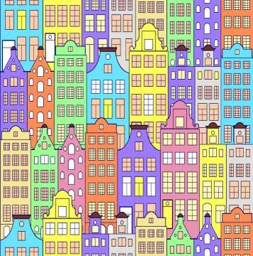 Pattern with colorful building 스톡 일러스트