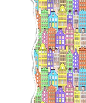 Pattern with colorful building Illustrazione stock