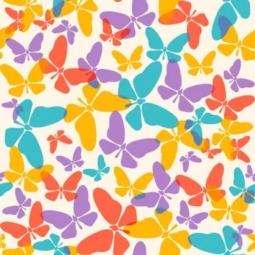Pattern with colorful butterflies 库存插图