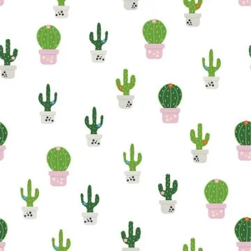 Pattern with colorful cactus Illustrazione stock