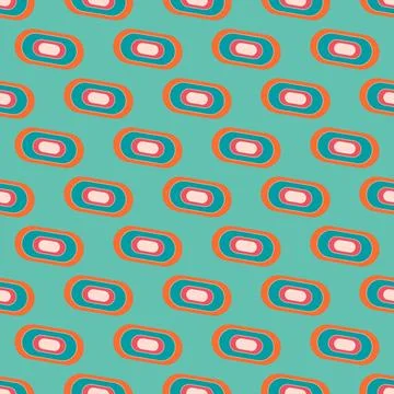 A pattern of colorful circles is displayed on a green background Stock Illustration