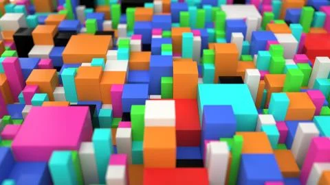 Pattern from colorful cubes of different sizes Stock Illustration