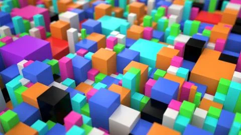 Pattern from colorful cubes of different sizes Stock Illustration
