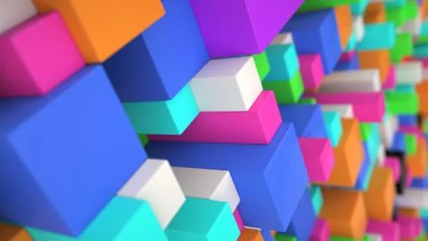Pattern from colorful cubes of different sizes Stock Illustration