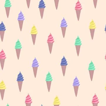 Pattern with Colorful cute cartoon ice cream Stock Illustration