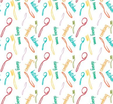 Pattern with colorful Cutlery Stock Illustration