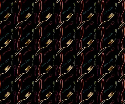 Pattern with colorful Cutlery Stock Illustration