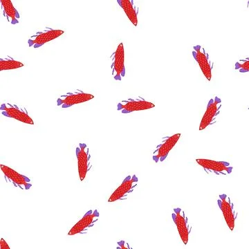 Pattern colorful exotic fish cartoon vector Stock Illustration