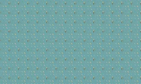 Pattern of colorful flamingos on a blue background Stock Illustration