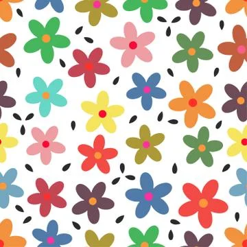 Pattern with colorful flowers Stock Illustration