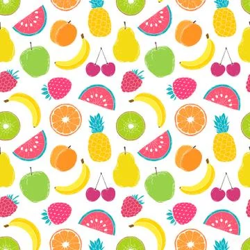 Pattern with colorful fruits Stock Illustration