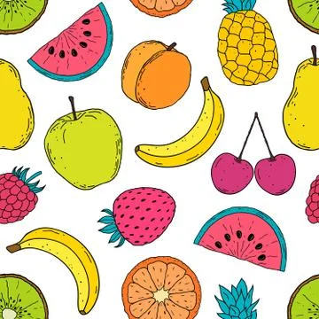 Pattern with colorful fruits Stock Illustration