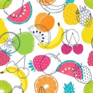 Pattern with colorful fruits Stock Illustration