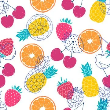 Pattern with colorful fruits Stock Illustration