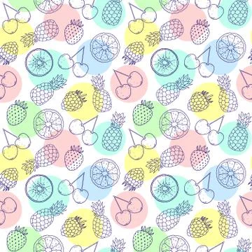 Pattern with colorful fruits Stock Illustration