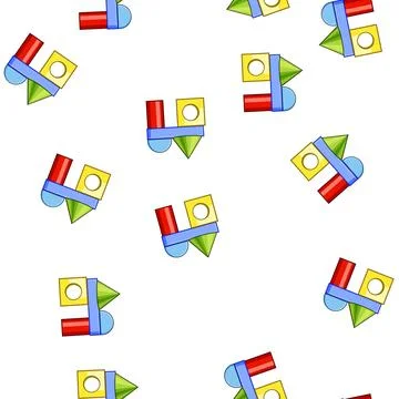 Pattern Colorful geometric blocks building educational construction game Stock Illustration