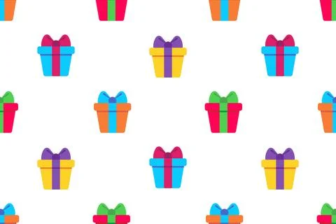 Pattern with colorful gift boxes. Vector illustration. イラスト素材