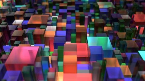 Pattern from colorful glass cubes of different sizes Stock Illustration