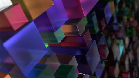 Pattern from colorful glass cubes of different sizes Stockillustratie
