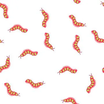 Pattern colorful green and pink cartoon caterpillar crawling insect イラスト素材