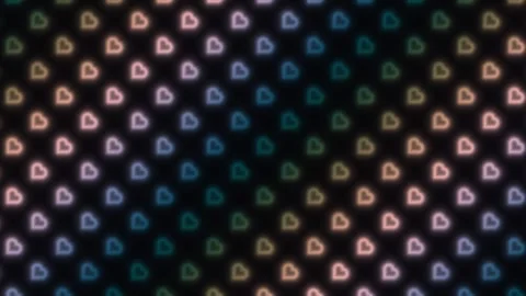 Pattern of colorful hearts on a dark background in a design Stock Footage 338125173
