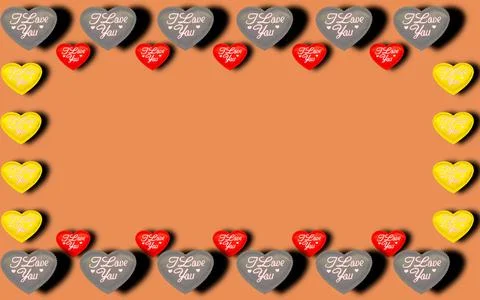 A pattern with colorful hearts of different sizes. Frame for Valentine's Day  Stock Photos